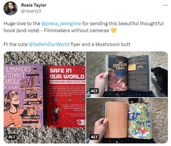 Tweet from Rosie Taylor sharing Filmmakers Without Cameras: The Trilogy