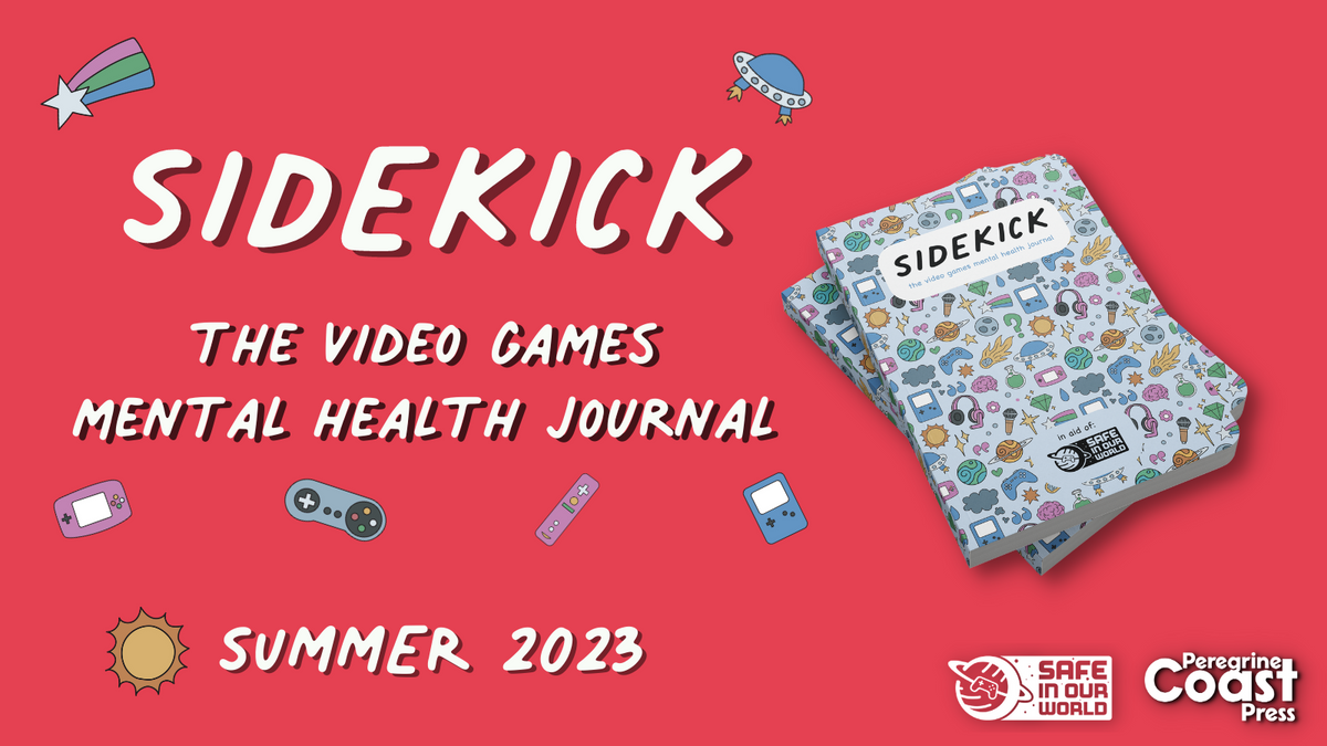 sidekick journal with colored game-themed icons on the cover